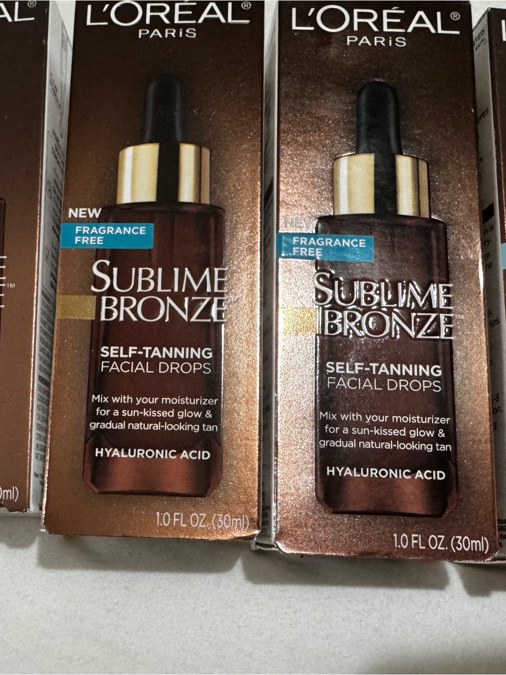 2 L'Oreal Sublime Bronze Self-Tanning Facial Drops - Brown & Gold